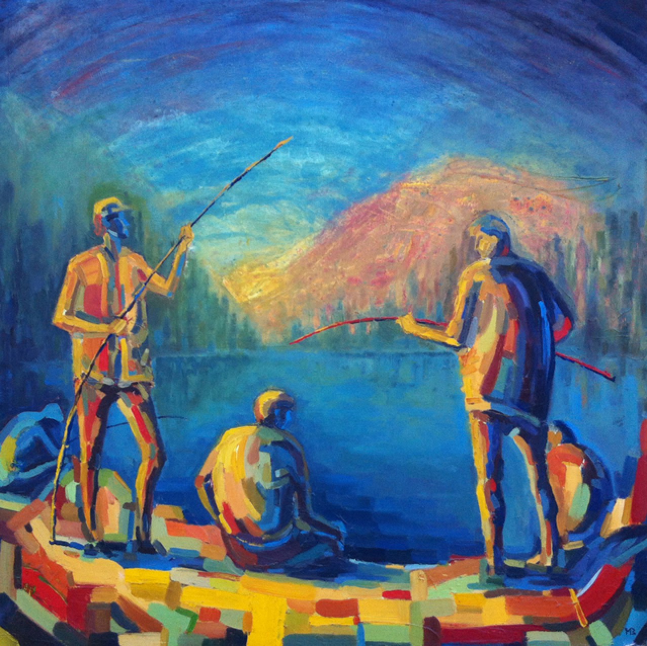 'Fisherman', Oil Painting, 89X89 sm